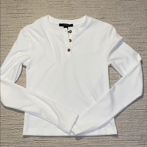 Forever 21 White Henley Top